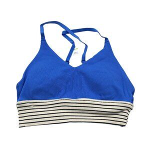 Offline by Aerie Blue & Stripe Ribbed Scoop Sports Bra Stretch Medium Support S